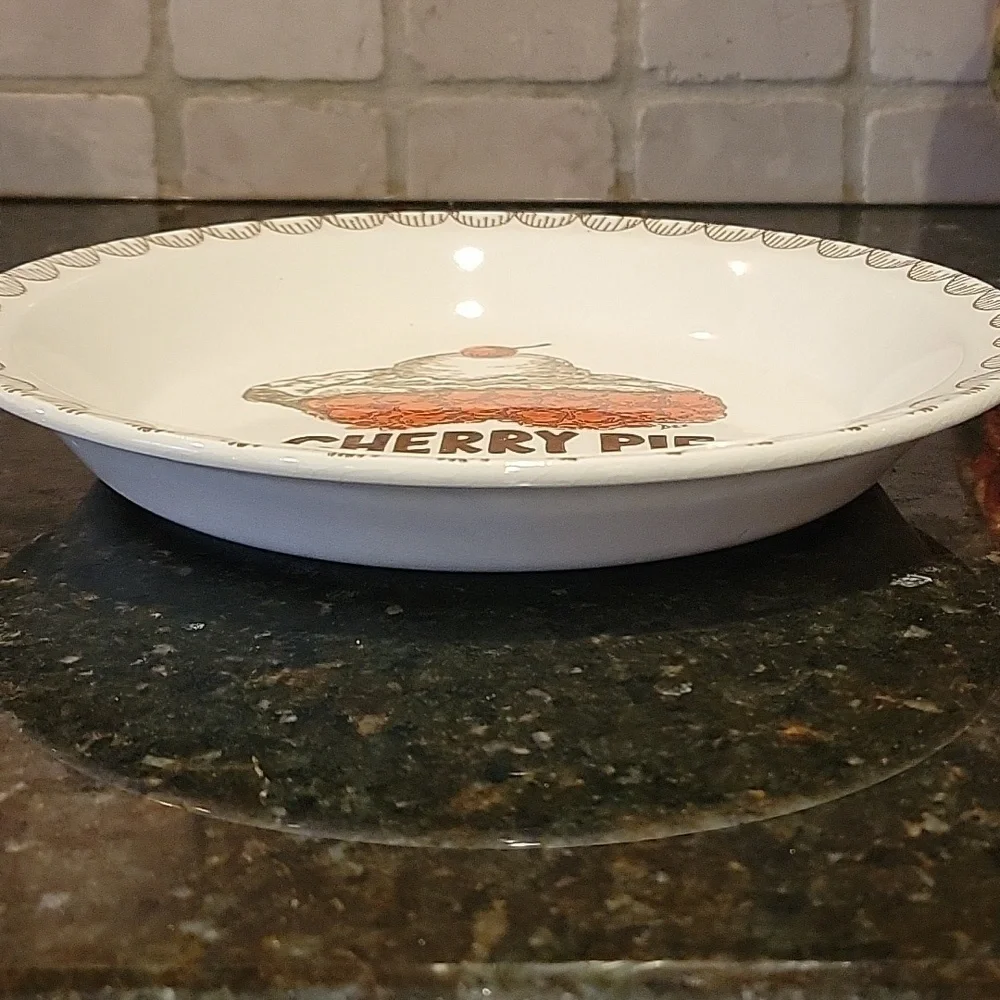 Vintage Cherry Pie Plate Baking Dish with Cherry Pie Recipe